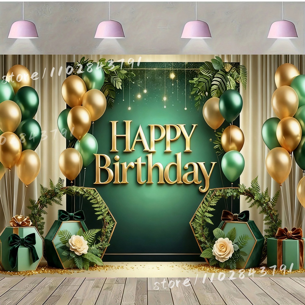 Photography Dark Cloth - Sfondo di buon compleanno verde smeraldo